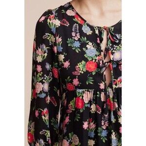 NEW Anthropologie Floral Silk Dress M Nieves Lavi Sakura Midi 100% Silk